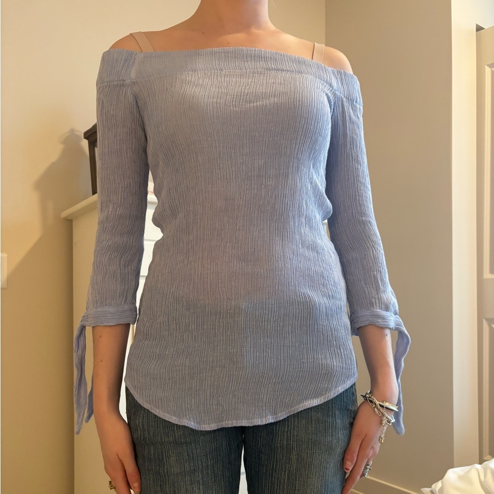 Light Blue Off-Shoulder Blouse